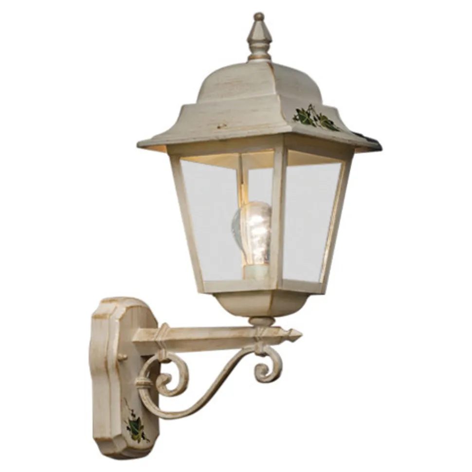 Lampada a Parete in Alluminio Bianco e Decoro Dipinto a Mano - Gorizia