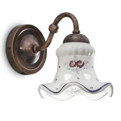 Lampada a parete in ceramica decorata rustica Ferroluce Chieti