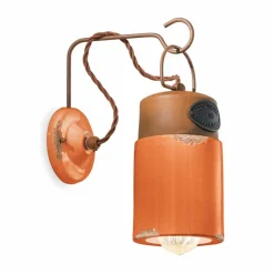 Lampada a parete in ceramica e ferro ruggine Desiree Ferroluce