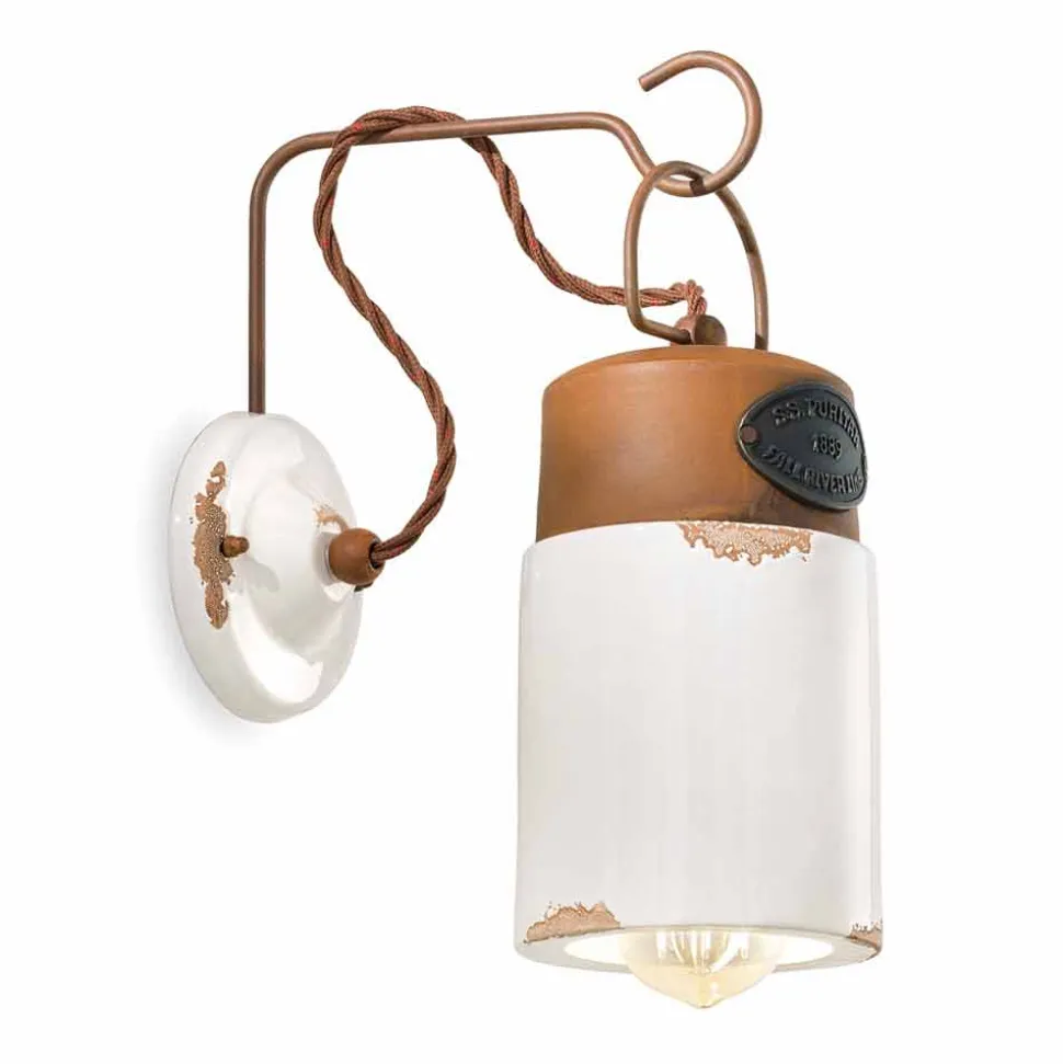 Lampada a parete in ceramica e ferro ruggine Desiree Ferroluce