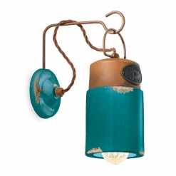 Lampada a parete in ceramica e ferro ruggine Desiree Ferroluce