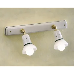 Lampada a Parete 2 o 3 Faretti Ottone e Ceramica Dipinta a Mano - Savona