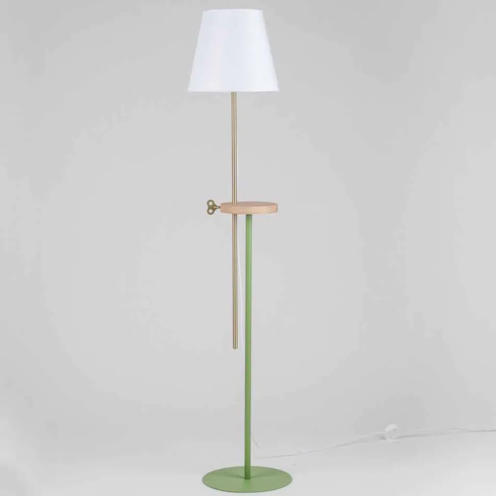 Lampada a Piantana Design in Acciaio, Frassino e Ottone Made in Italy - Pitulla