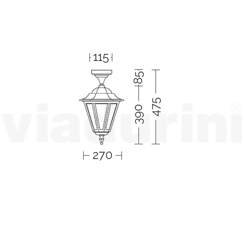 Lampada a Soffitto da Giardino in Vetro e 5 Finiture di Alluminio - Pinako