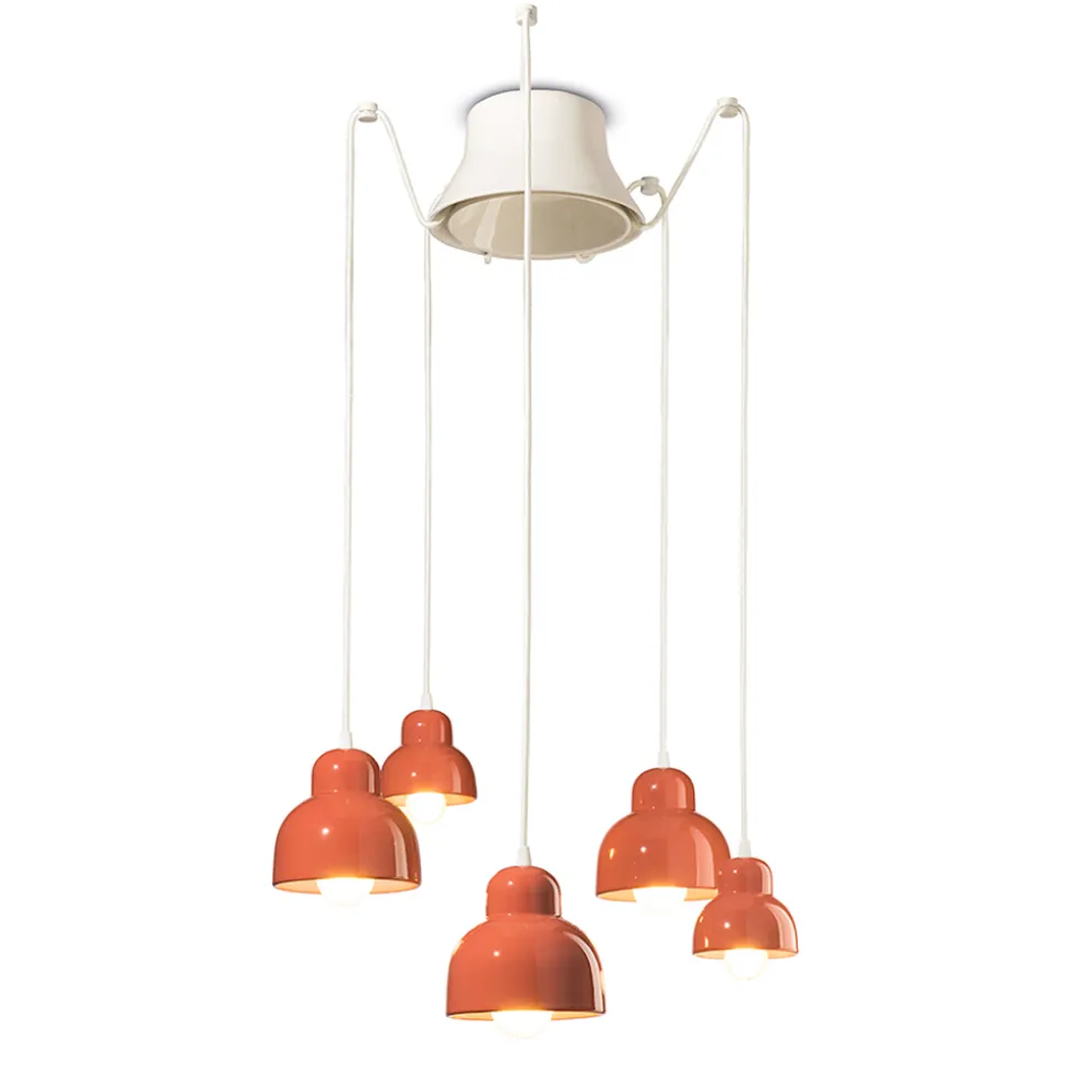 Lampada a Sospensione a 5 Elementi Colorati Made in Italy - Berimbau
