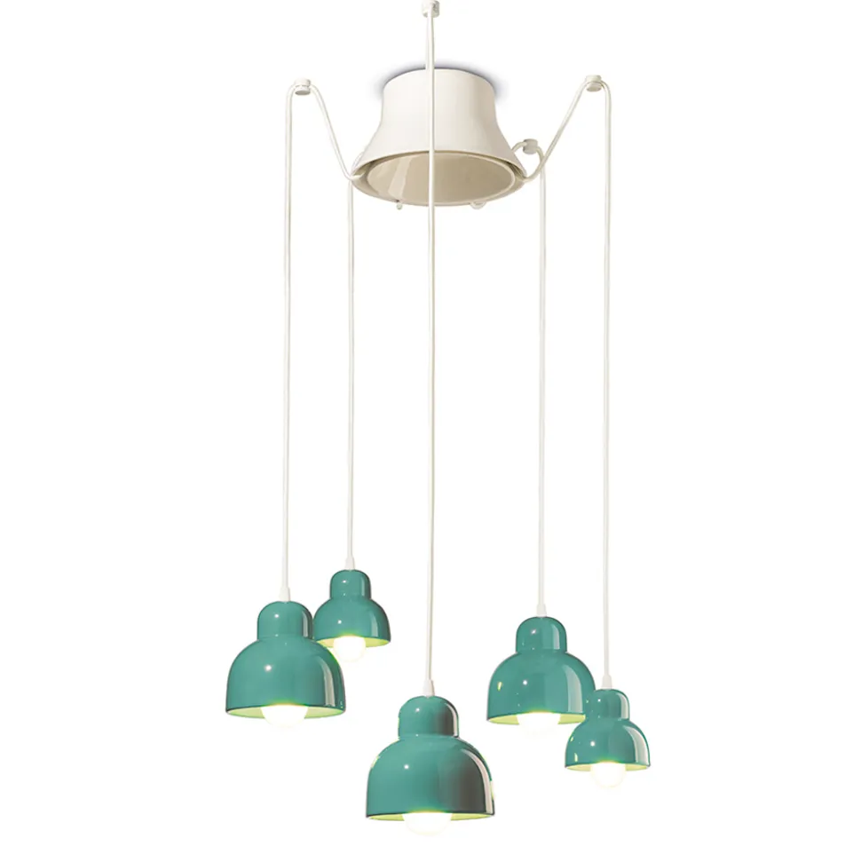 Lampada a Sospensione a 5 Elementi Colorati Made in Italy - Berimbau