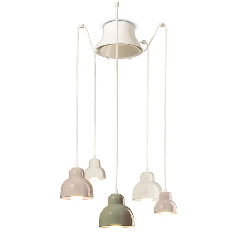 Lampada a Sospensione a 5 Elementi Colorati Made in Italy - Berimbau