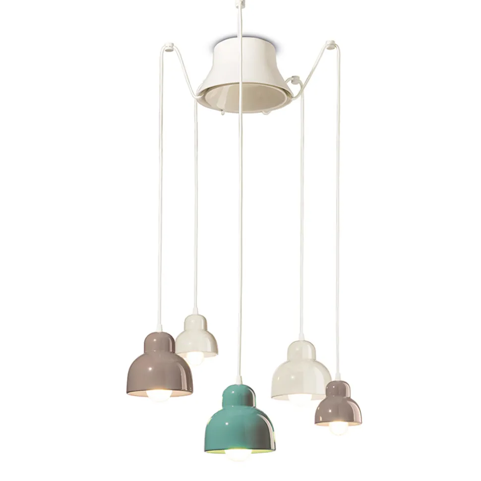 Lampada a Sospensione a 5 Elementi Colorati Made in Italy - Berimbau