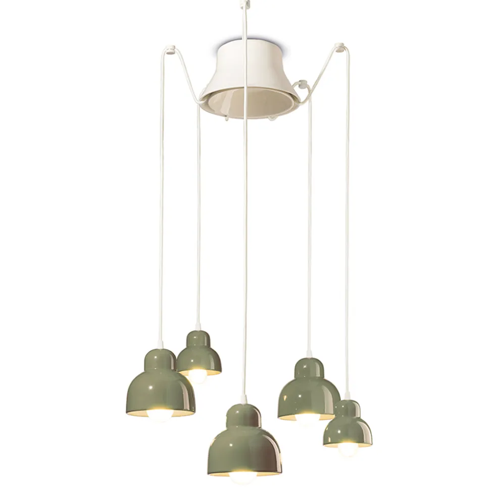 Lampada a Sospensione a 5 Elementi Colorati Made in Italy - Berimbau