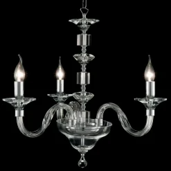 Lampada a sospensione a 3 luci in vetro e cristallo Ivy, made in Italy