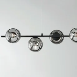 Lampada a Sospensione a 6 Luci in Metallo e Vetro Soffiato Moderna - Birga