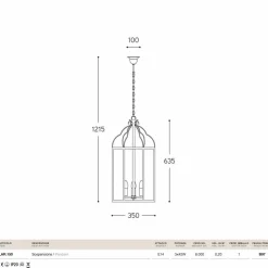 Lampada a sospensione a 3 luci in ottone e vetro Turandot di Aldo Bernardi