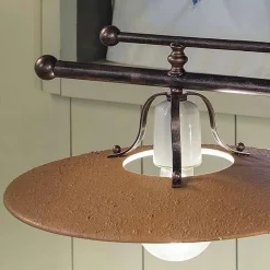Lampada a Sospensione a 2 Luci in Ferro e Ceramica Grezza a Mano - Bologna