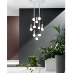 Lampada a Sospensione a 6 o 10 Luci in Cemento e Vetro Soffiato - Duster