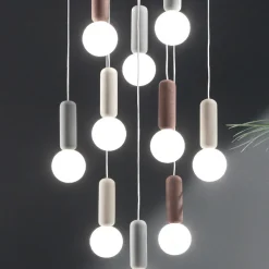 Lampada a Sospensione a 6 o 10 Luci in Cemento e Vetro Soffiato - Duster