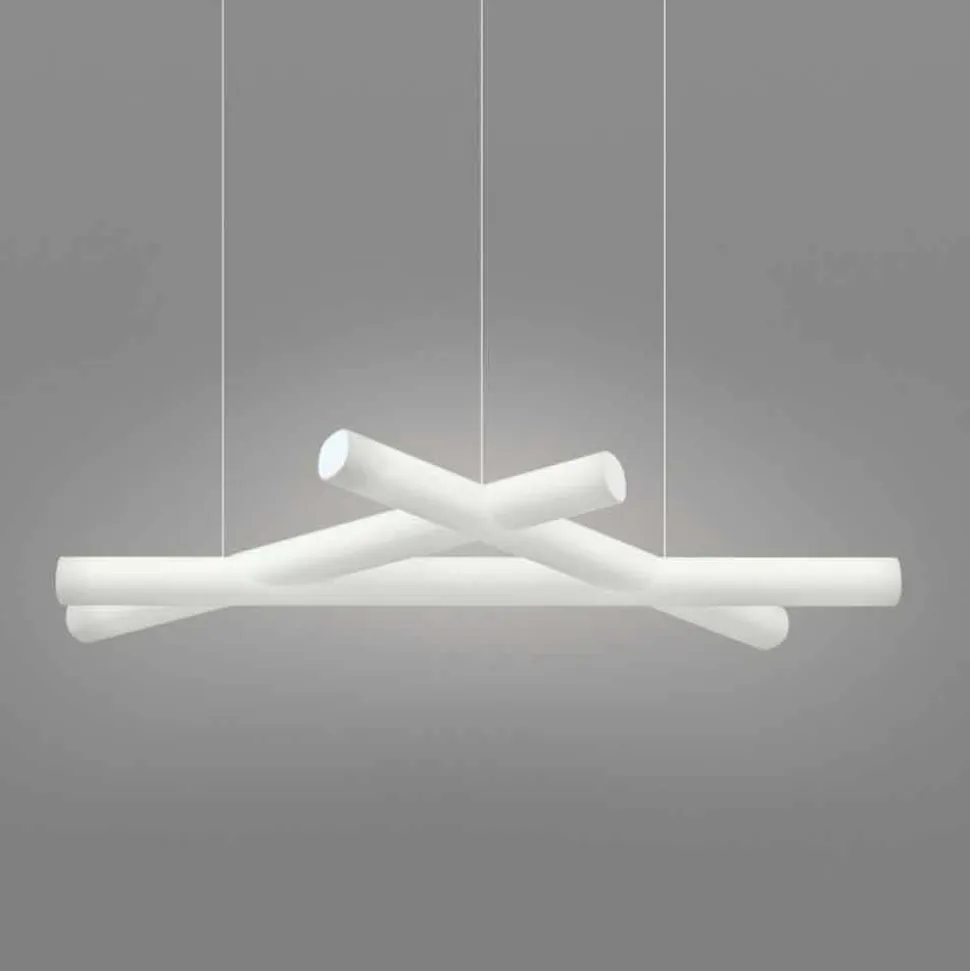 Lampada a sospensione bianca in polietilene Slide Mesh, made in Italy