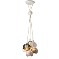 Lampada a Sospensione con 6 Elementi in Ceramica e Vetro Made in Italy - Afoxe