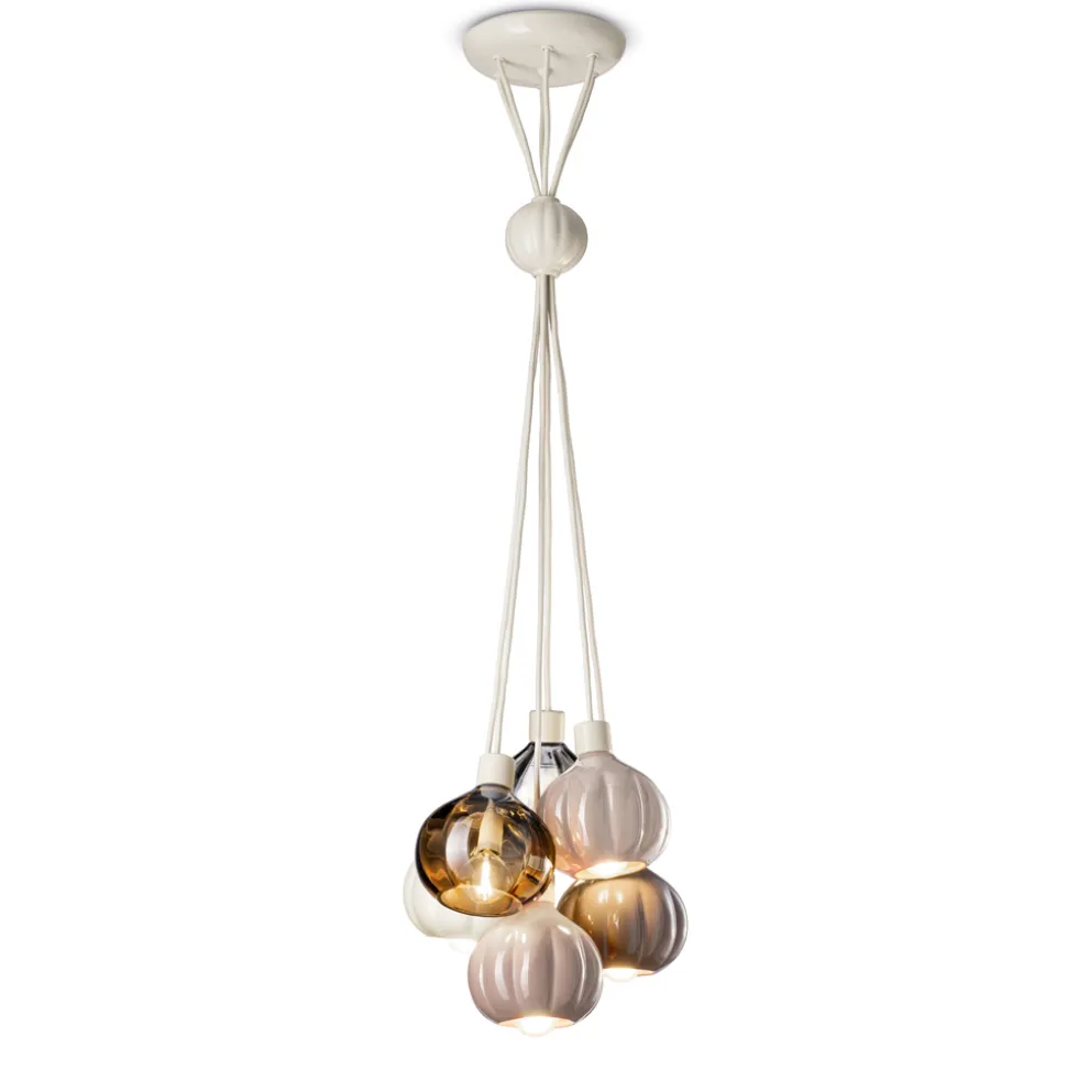 Lampada a Sospensione con 6 Elementi in Ceramica e Vetro Made in Italy - Afoxe