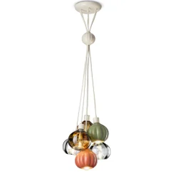 Lampada a Sospensione con 6 Elementi in Ceramica e Vetro Made in Italy - Afoxe
