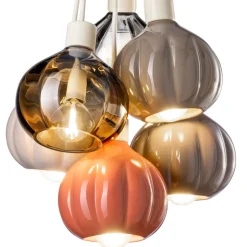 Lampada a Sospensione con 6 Elementi in Ceramica e Vetro Made in Italy - Afoxe