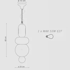 Lampada a Sospensione con 3 Elementi di Diverse Forme Made in Italy - Bumbum