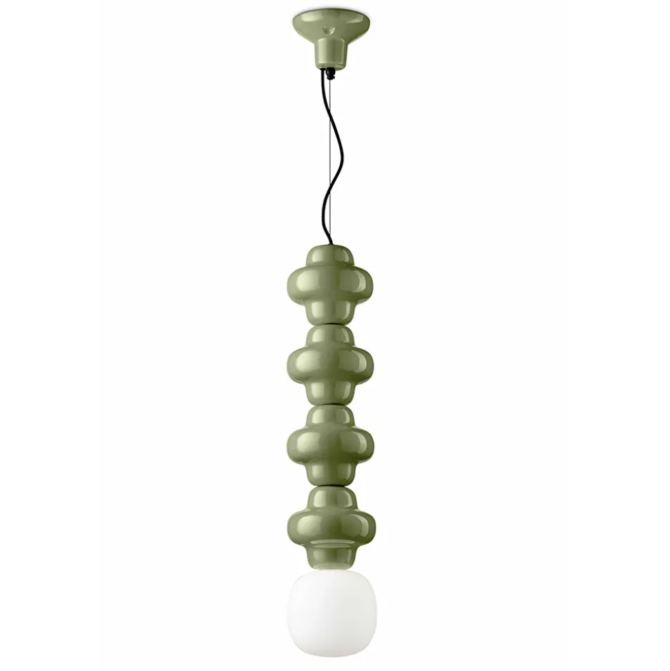 Lampada a Sospensione con 4 Elementi in Ceramica e Vetro Made in Italy - Copacabana