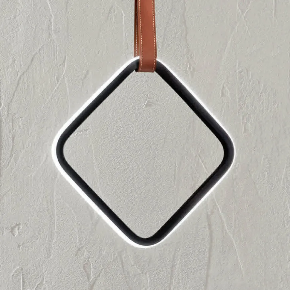Lampada a Sospensione con Forme Geometriche e Dettaglio in Ecopelle - Cipresso