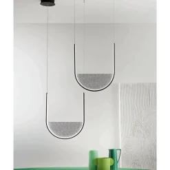 Lampada a Sospensione con Inserto Amovibile in Vetro Granigliato - Catalpa