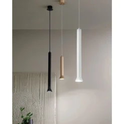 Lampada a Sospensione con Montatura Metallica e Cavi Regolabili - Betulla