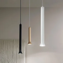 Lampada a Sospensione con Montatura Metallica e Cavi Regolabili - Betulla