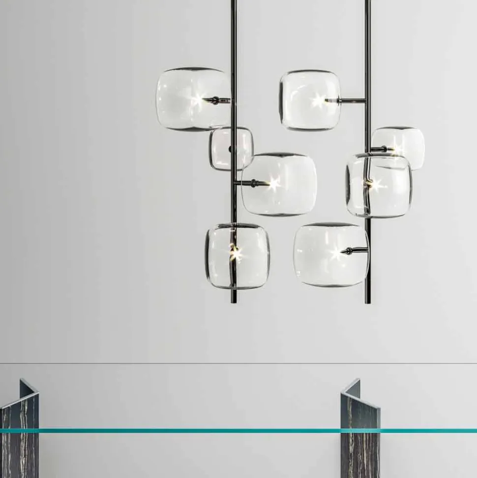 Lampada a Sospensione con Struttura in Metallo Lucido Made in Italy - Donatina
