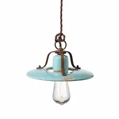 Lampada a sospensione country in ceramica e metallo Sara Ferroluce