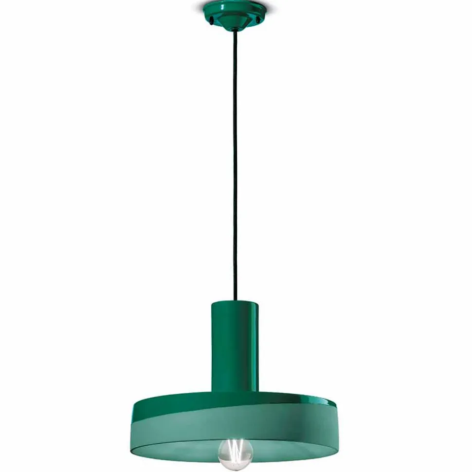 Lampada a Sospensione dallo Stile Retrò in Ceramica Colorata – Ferroluce Pi