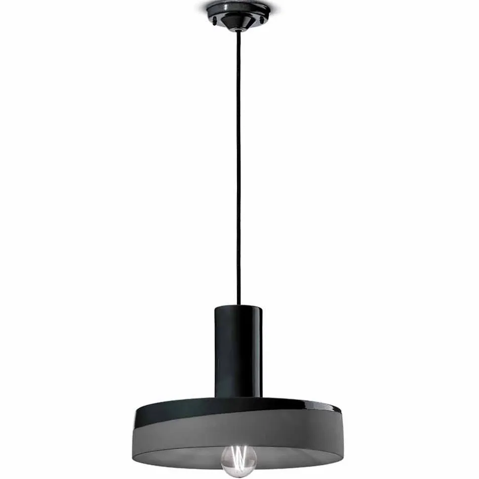 Lampada a Sospensione dallo Stile Retrò in Ceramica Colorata – Ferroluce Pi