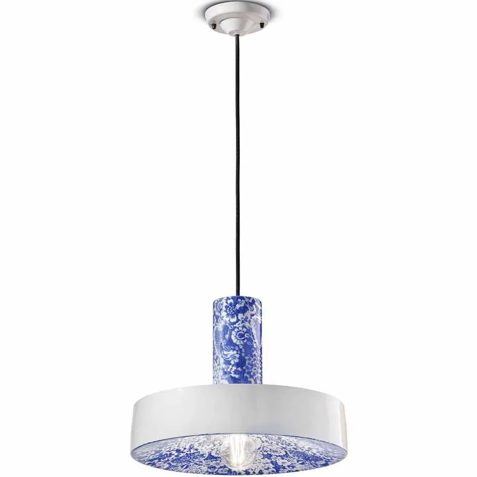 Lampada a Sospensione dallo Stile Retrò in Ceramica Colorata – Ferroluce Pi