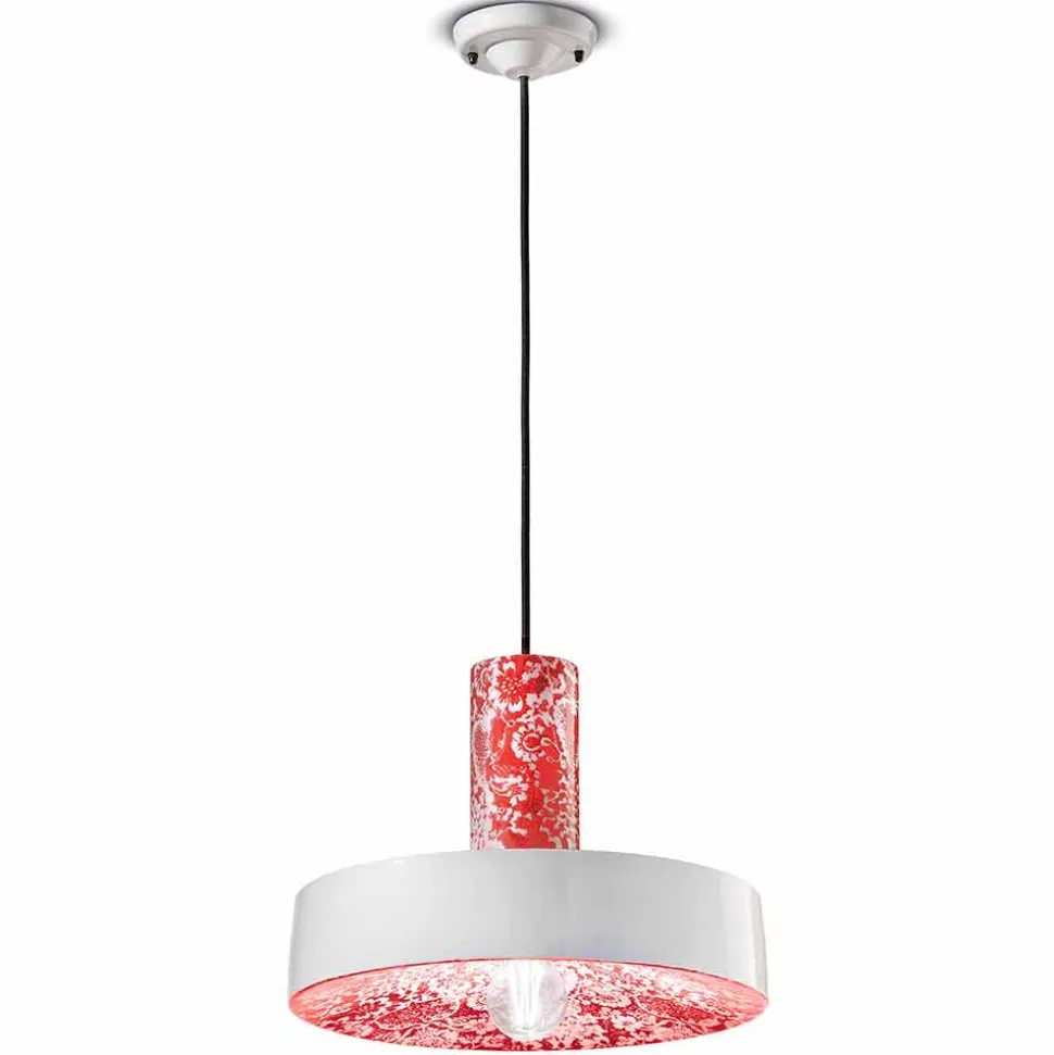 Lampada a Sospensione dallo Stile Retrò in Ceramica Colorata – Ferroluce Pi