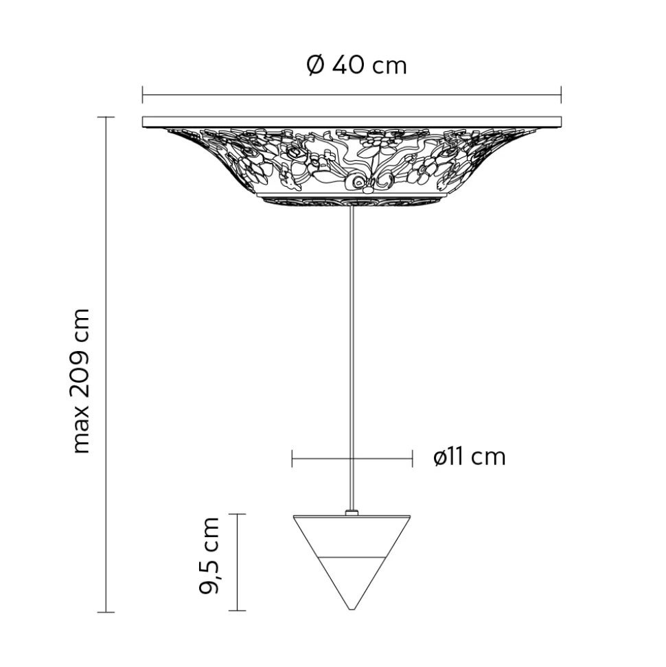 Lampada a Sospensione Design Gesso Bianco e Alluminio Nero 1 Cono - Tesera
