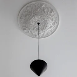 Lampada a Sospensione Design Gesso Bianco e Alluminio Nero 1 Cono - Tesera