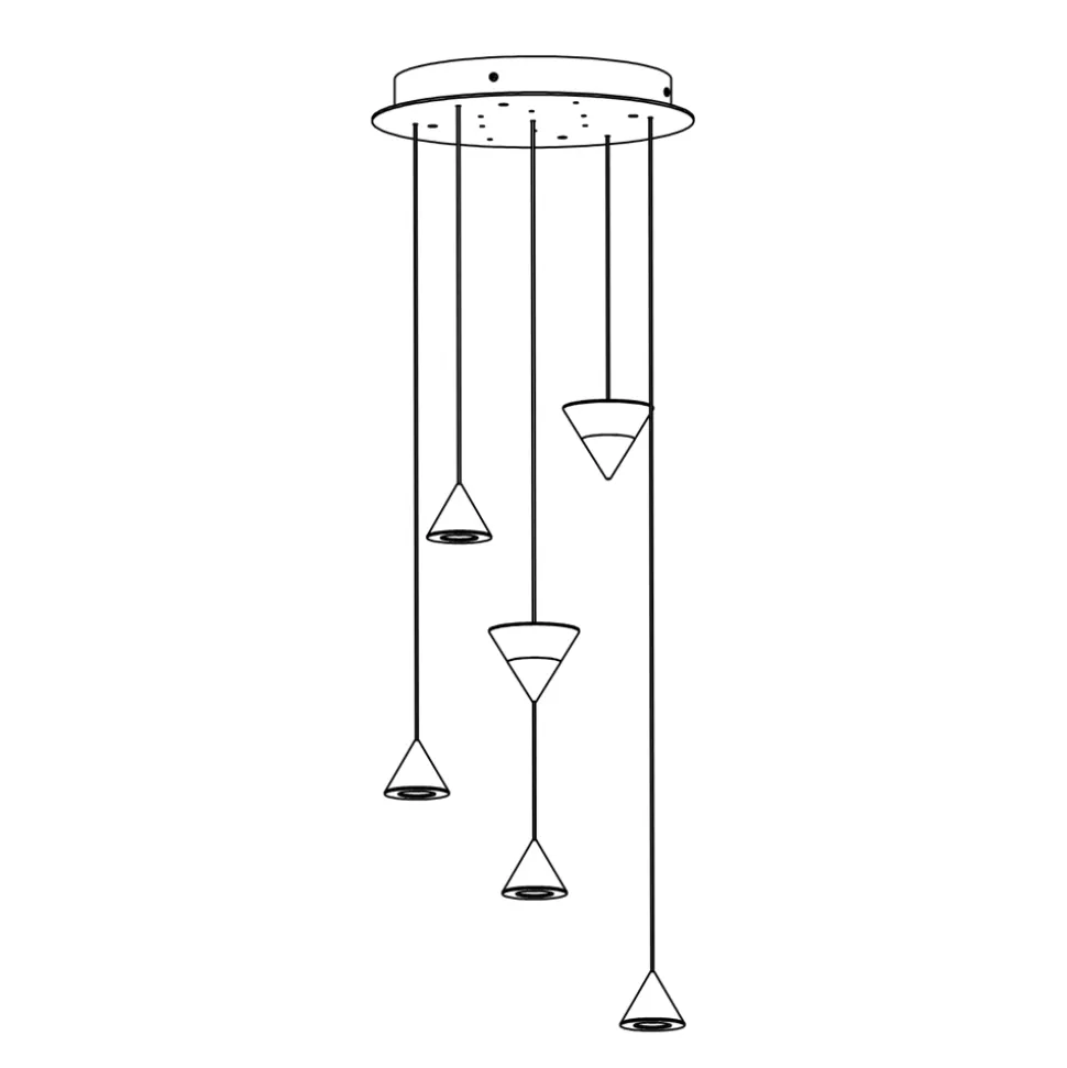 Lampada a Sospensione Design 5 o 7 Luci Filo in Alluminio Nero - Mercado