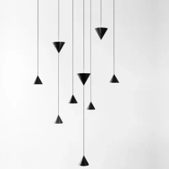 Lampada a Sospensione Design 5 o 7 Luci Filo in Alluminio Nero - Mercado