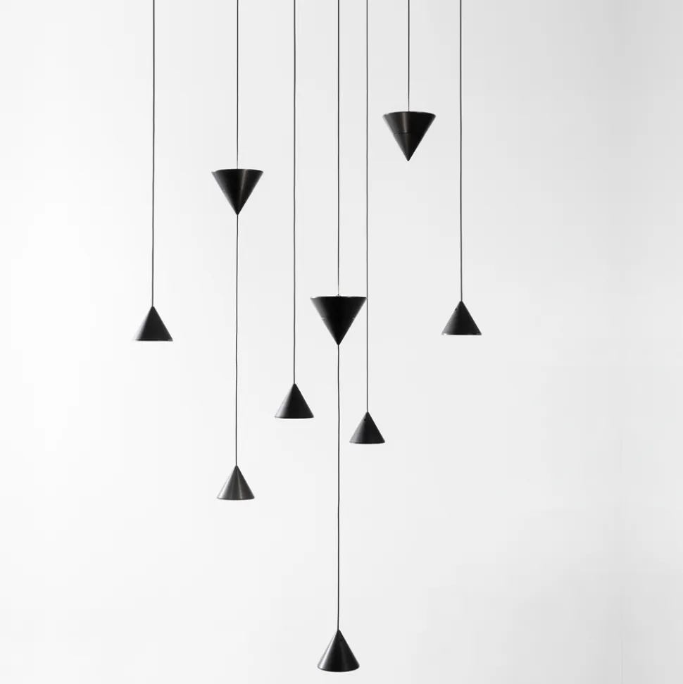Lampada a Sospensione Design 5 o 7 Luci Filo in Alluminio Nero - Mercado