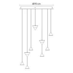 Lampada a Sospensione Design 5 o 7 Luci Filo in Alluminio Nero - Mercado