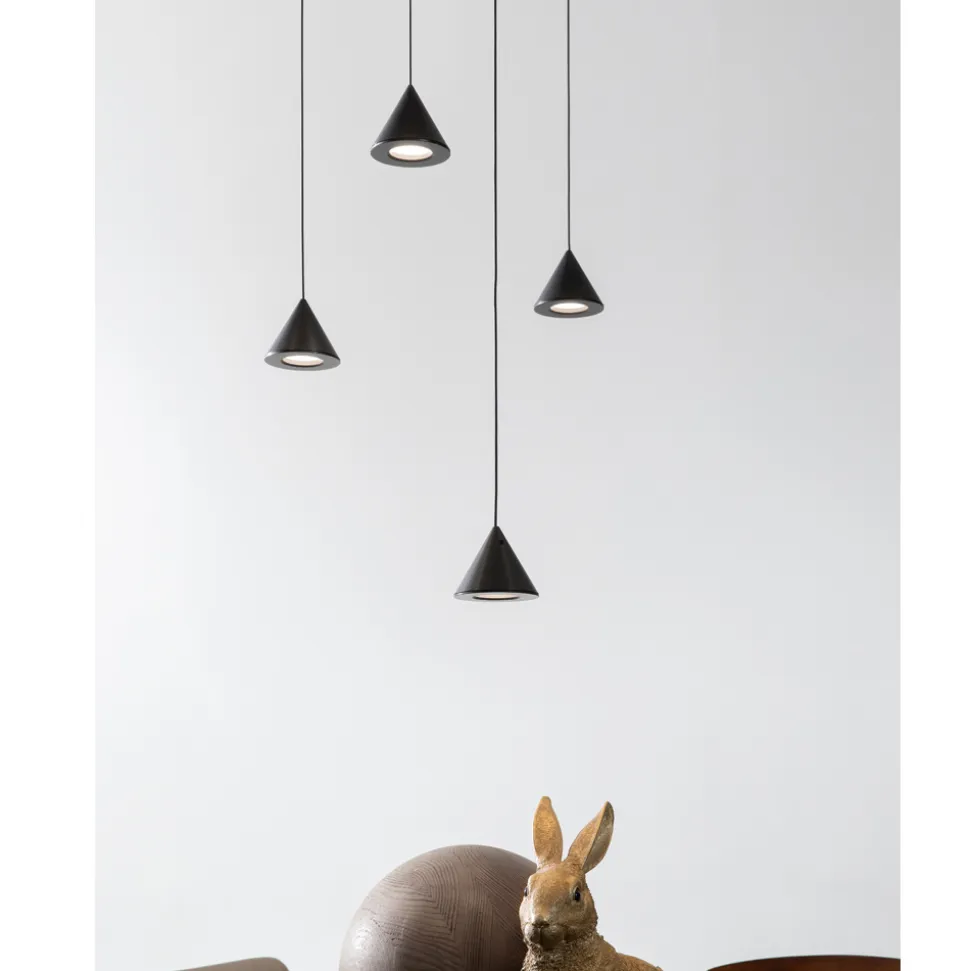 Lampada a Sospensione Design 5 o 7 Luci Filo in Alluminio Nero - Mercado