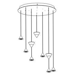 Lampada a Sospensione Design 5 o 7 Luci Filo in Alluminio Nero - Mercado