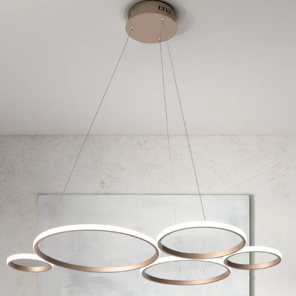 Lampada a Sospensione Design per Soggiorno in Metallo Argento o Oro - Olimpo