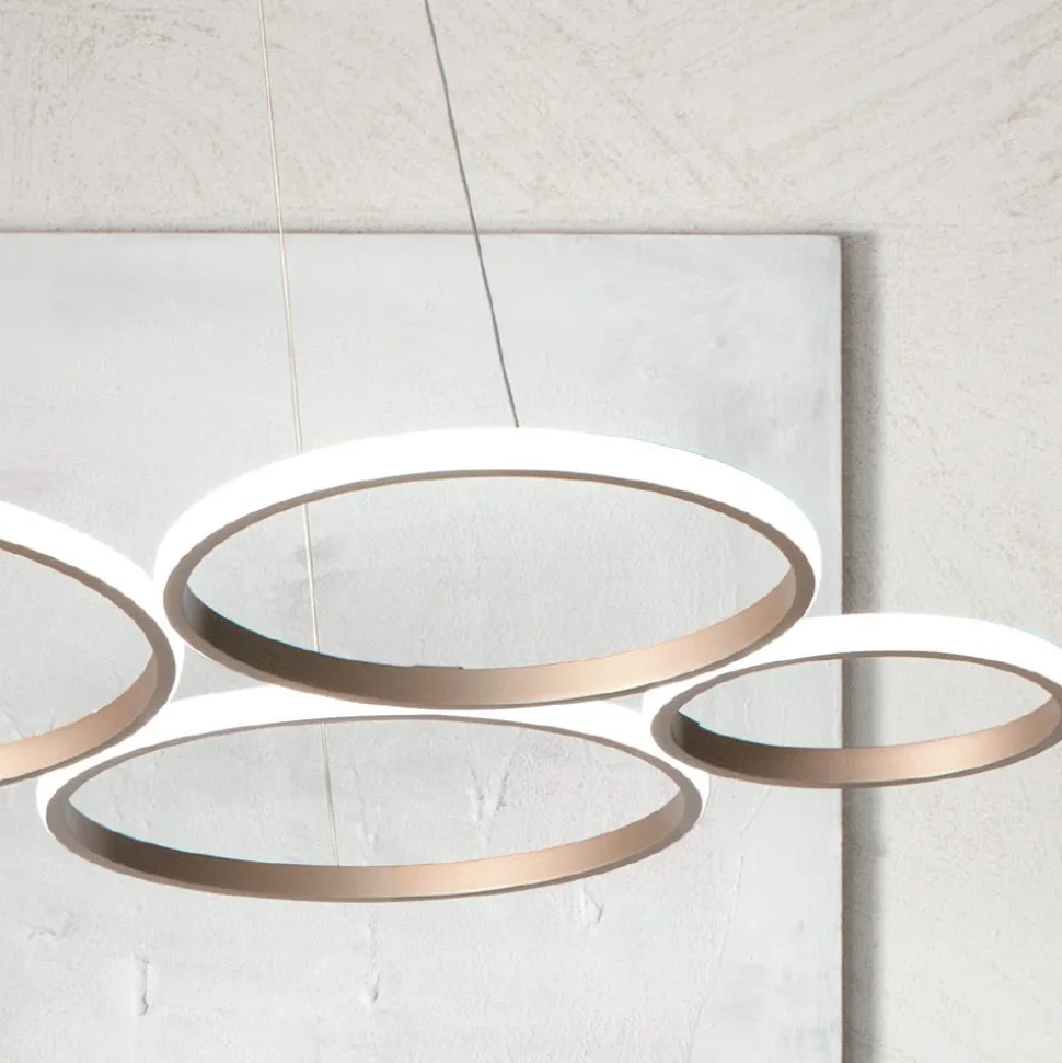 Lampada a Sospensione Design per Soggiorno in Metallo Argento o Oro - Olimpo