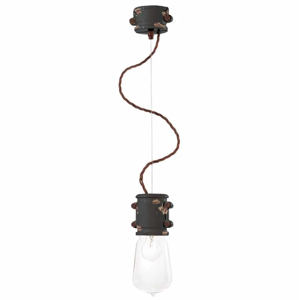 Lampada a sospensione di design urbano artigianale Edith Ferroluce