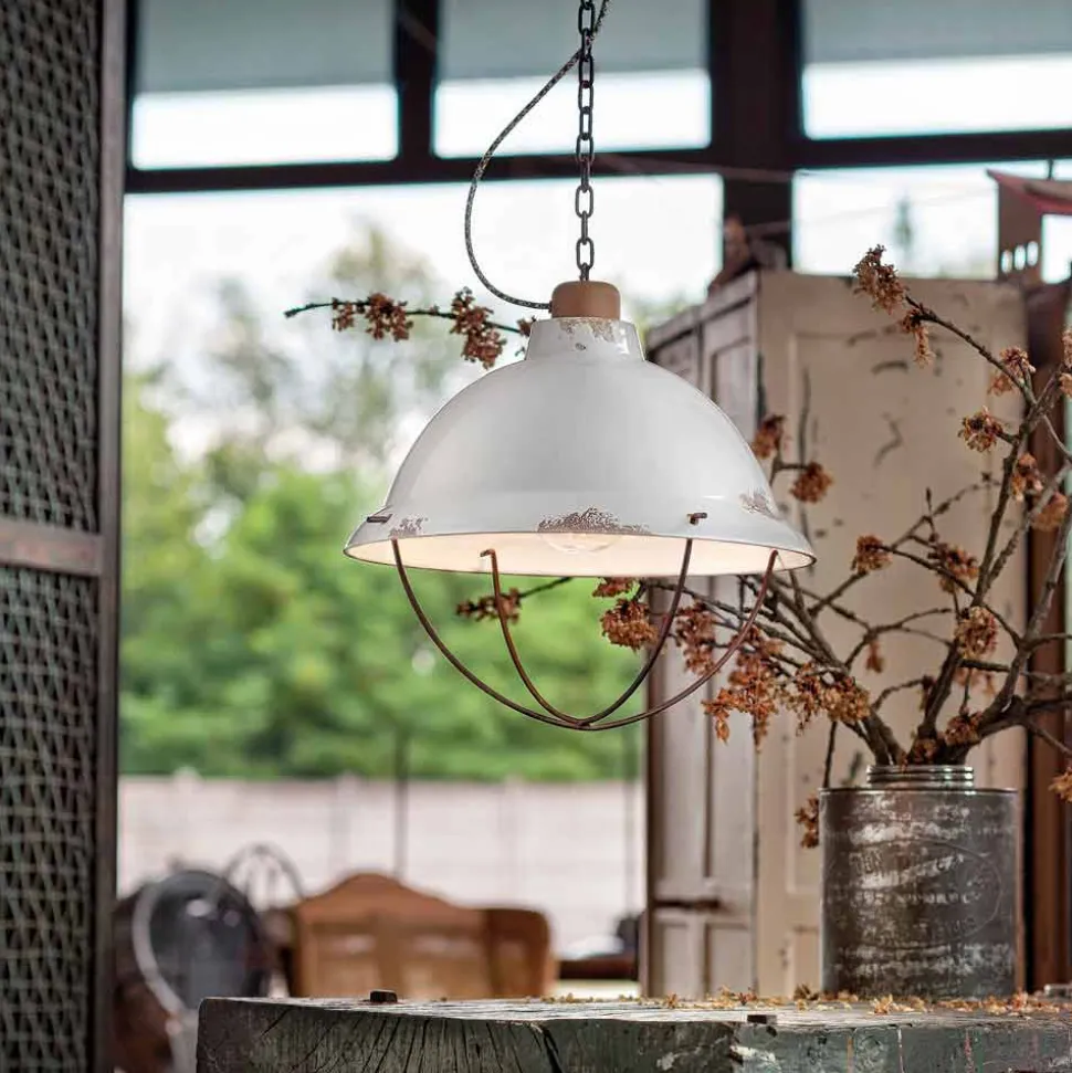 Lampada a sospensione di design industriale artigianale Clara