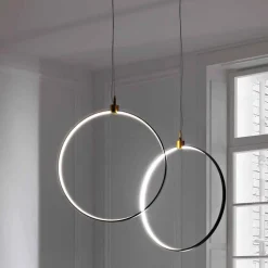 Lampada a Sospensione in Alluminio Nero e Ottone Naturale Made in Italy - Norma