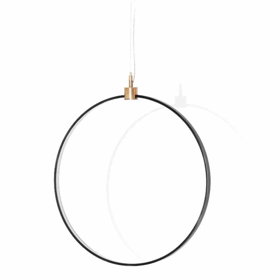 Lampada a Sospensione in Alluminio Nero e Ottone Naturale Made in Italy - Norma